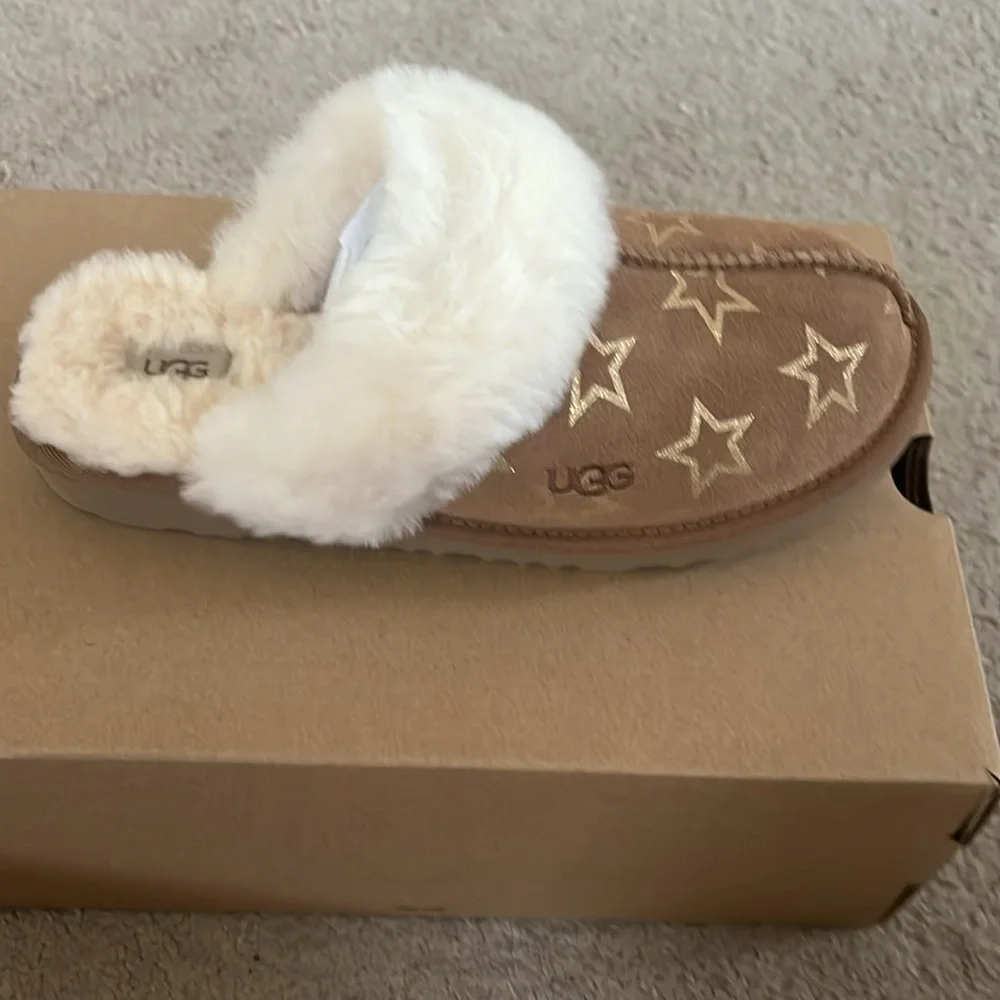 UGG® Kids' Cozy II Iridescent Stars Genuine Shearling Slipper